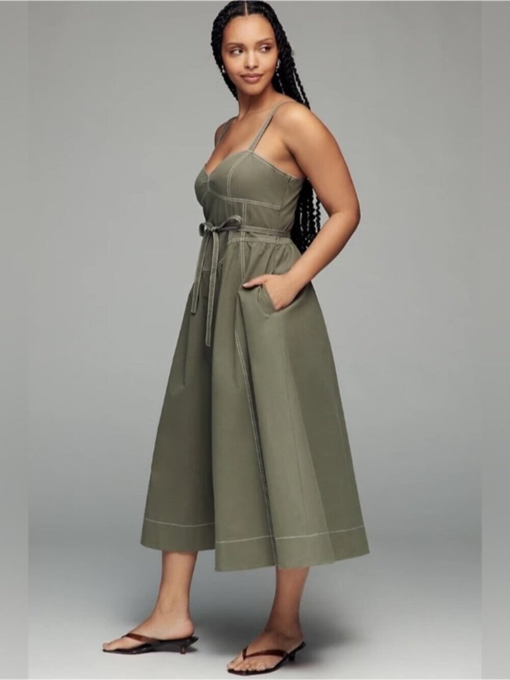 NWT Size 3X - Mare Mare Cotton Seamed Midi Dress with Pockets (NWT US$ 168)